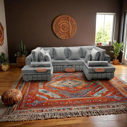 Brick Lane U-Shape Sofa with Contrast Piping – Modern Sectional Couch