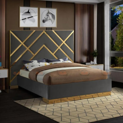 Serena Upholstered Bed Frame with Stylish Headboard, Sturdy Wooden Legs, Modern