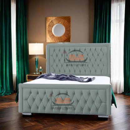 Celeste Upholstered Ottoman Bed – Velvet/Fabric Finish, Storage, Easy Lift, Stylish Headboard
