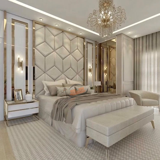 Taiwan Upholstered Bed With Stylish High Headboard