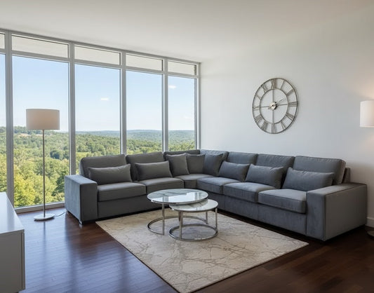 Hilton Sofa in Grey Plush Velvet Fabric