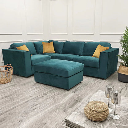 Hudson 4 Piece Corner Sofa in Plush Velvet With Foot Footstool