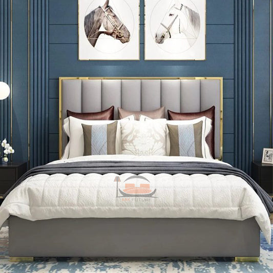 Isaac Panel Bed Frame With Golden Border
