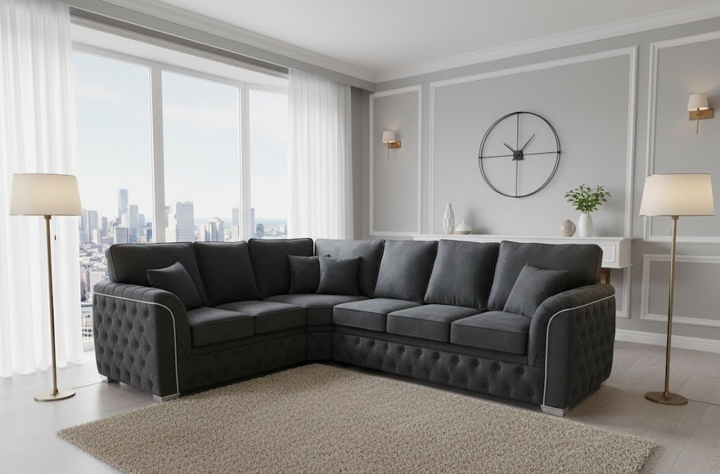 Jackson Corner Sofa in Plush Velvet Fabric