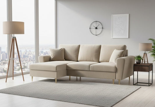 Kyoto Left hand Plush Velvet Sofa Corner Sofa