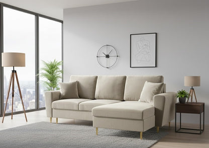 Kyoto Right Sided Corner Sofa in Plush Velvet Fabric