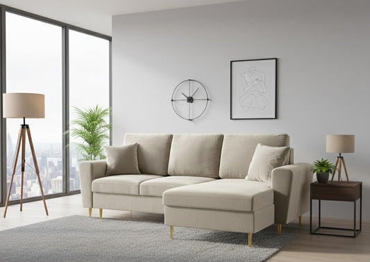 Kyoto Right Sided Corner Sofa in Plush Velvet Fabric