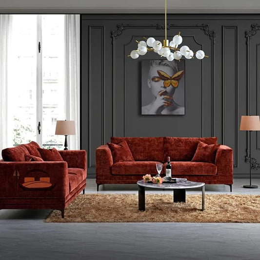 Lenox Modern Velvet Sofa Set Elegant Living Room Furniture(3+2_Seater )