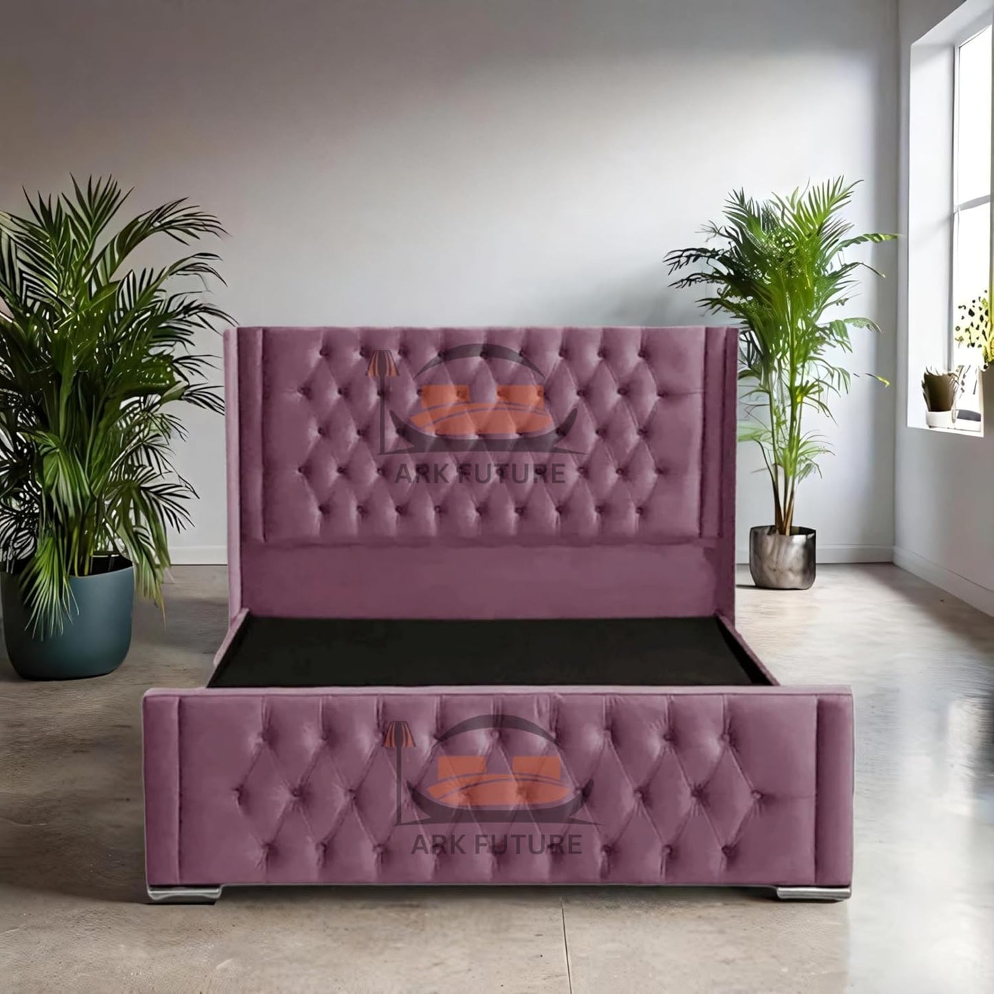 Calgary Upholstered Bed Frame | Modern Fabric Bed with Tufted Headboard