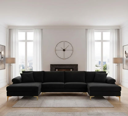 Lincon U Shape Sofa in Plush Velvet Fabric