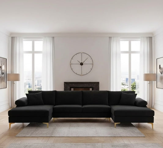 Lincon U Shape Sofa in Plush Velvet Fabric