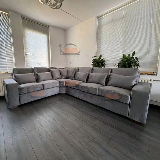 Marvella L Shape Sofa in Plush Velvet Fabric