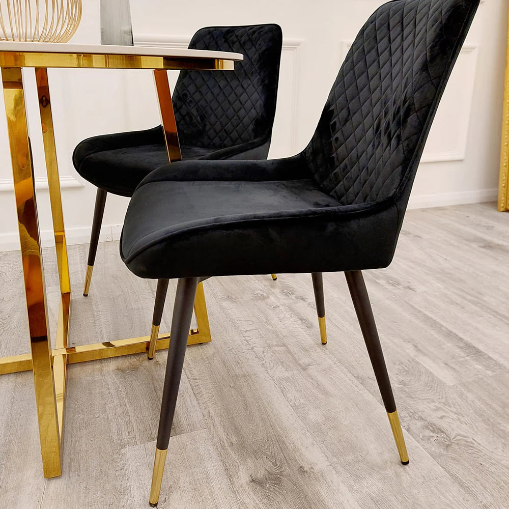 Luna Dining Chair In Black Velvet Set of 2