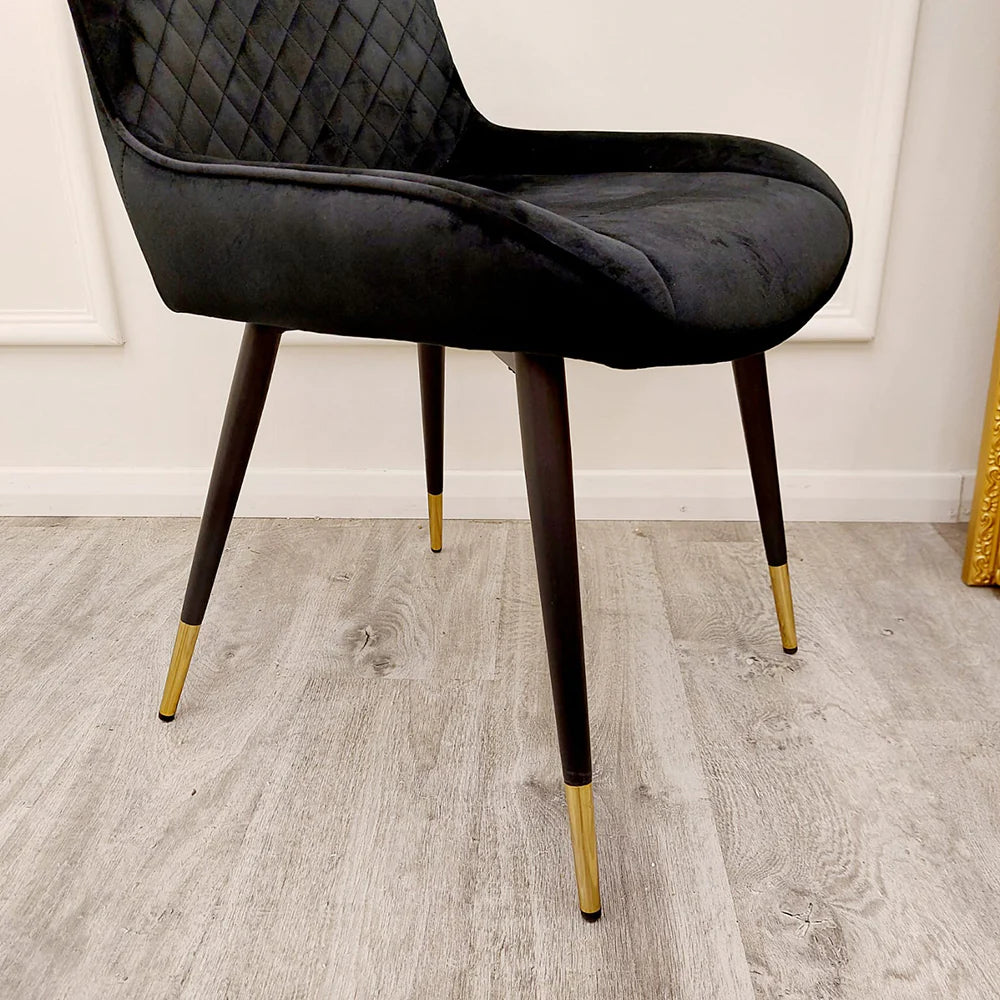 Luna Dining Chair In Black Velvet Set of 2