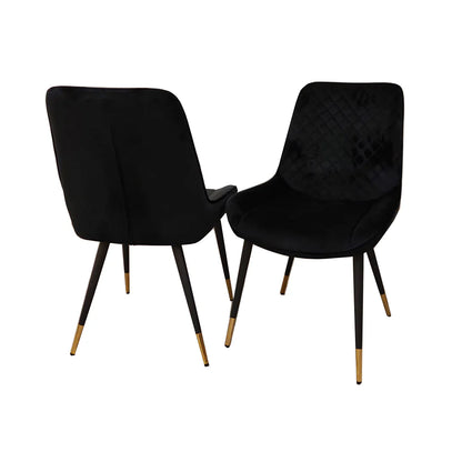 Luna Dining Chair In Black Velvet Set of 2
