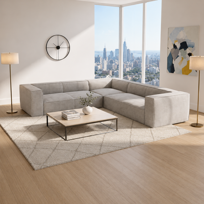 Symetry Luxury Corner Sofa in Plush Velvet Fabric