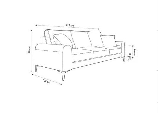 Elly 4 Seater Sofa in Plush Velvet Fabric