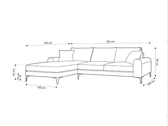 Endure L Shape Sofa in Plush Velvet in Right and Left Corner Options