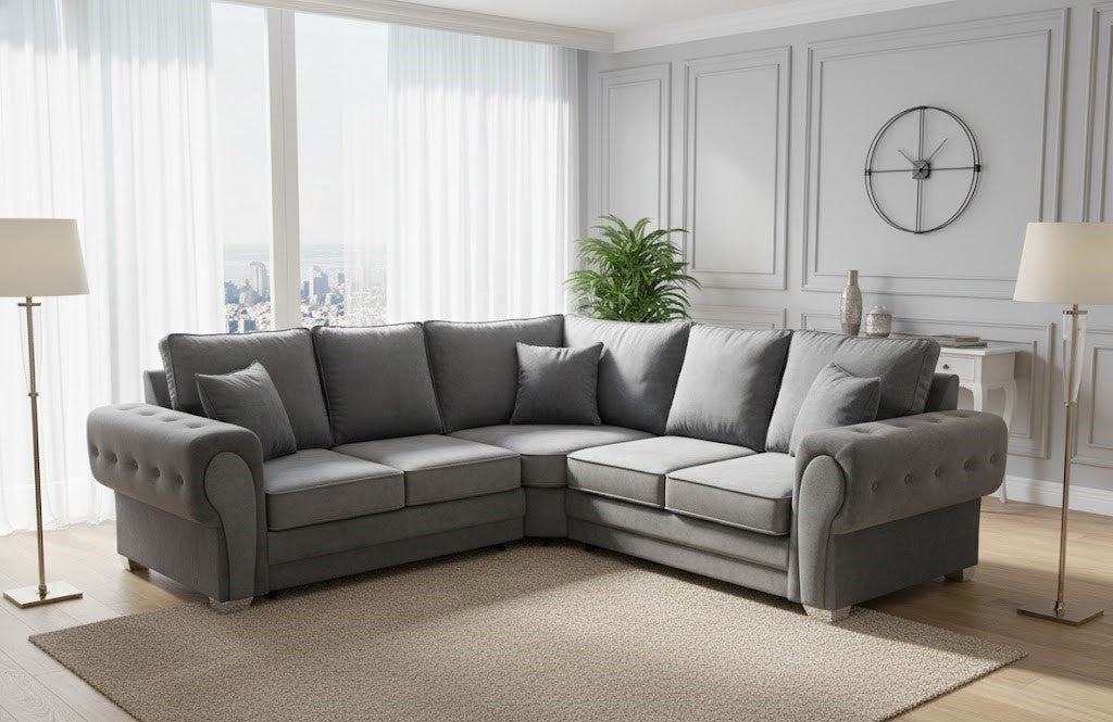 Madox Luxury 5 Seater Plush Velvet Corner Sofa