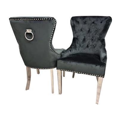 Megan Promo Chair In Black Velvet Set of 4
