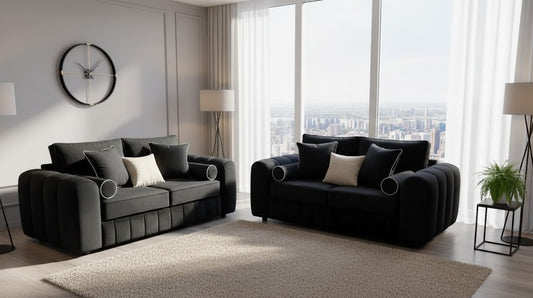 Melana 3+2 Seater Sofas Velvet Upholstery Luxury Plush Fabric