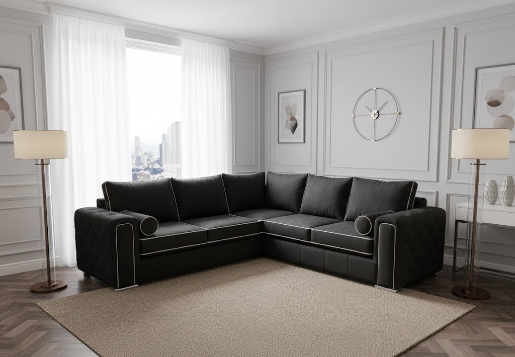 Milano Boxton 5 Seater Corner Sofa in Plush Velvet Fabric