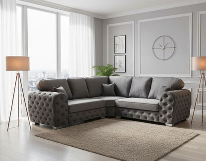 Milton 5 Seater Full Back Corner Sofa in Plush Velvet Fabric