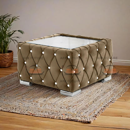 Verona Plush Velvet Square Footstool – Stylish & Comfortable