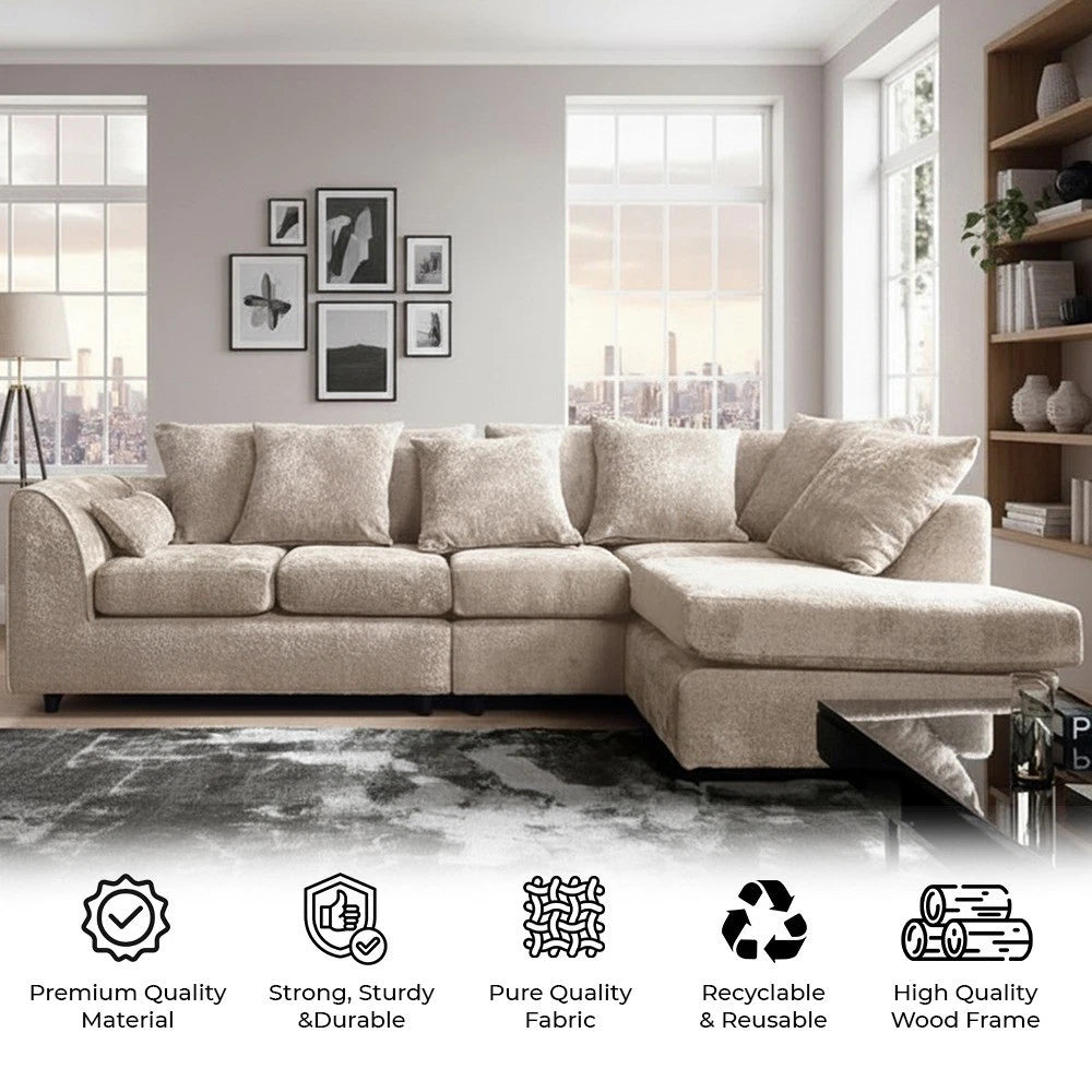 Noble Arc Right-Hand Chaise L-Shaped Sofa
