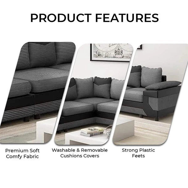 Norwood Bliss L-Shaped Lef-Hand Chaise Sofa Jumbo Fabric