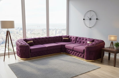 Nampi L Shape Sofa in Plush Velvet Fabric