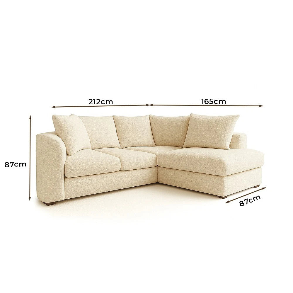 Newcroft Soft L-Shaped Modern Lounge Sofa In Boucle Fabric