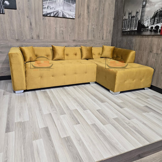 Notting Hill Sofa in MUstard Gold Plush Velvet Fabric