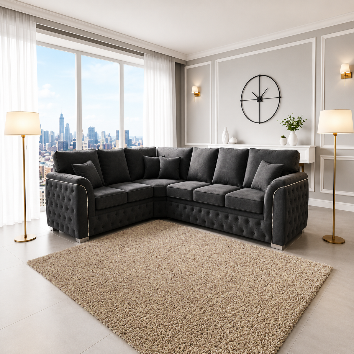 Jackson Corner Sofa in Plush Velvet Fabric