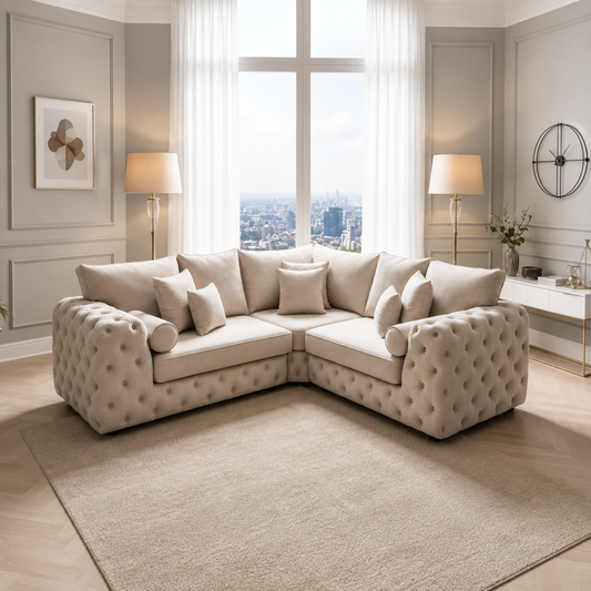 Sloane Corner Sofa in Plush Velvet Fabric
