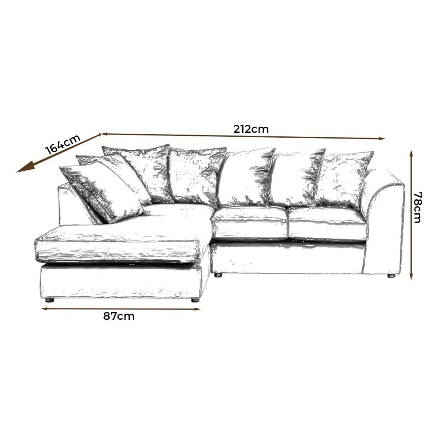 Oak Pavilion Left-Hand Chaise L-Shaped Sofa In Jumbo Fabric