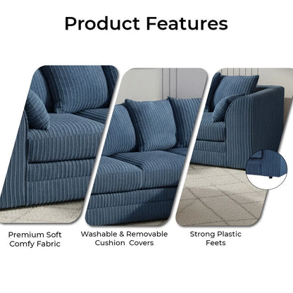 Oak Pavilion Left-Hand Chaise L-Shaped Sofa In Jumbo Fabric