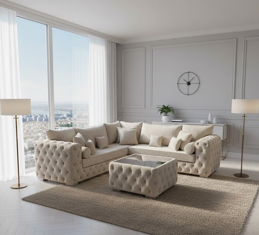 Patron Chesterfield Corner Sofa 2C2 with Coffee Table