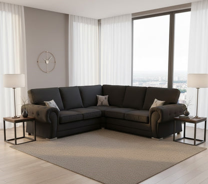 Patron Corner 5 Seater Sofa in Plush Velvet Fabric