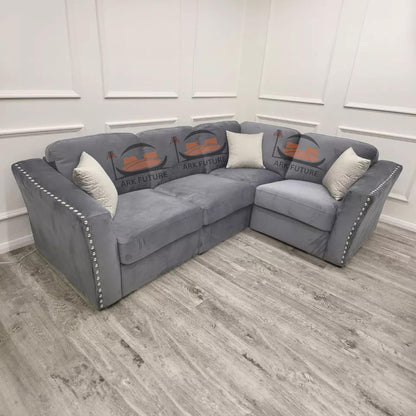 Lincoln 4-Piece Modular Corner Sofa, Velvet Upholstery, Spacious Seating.