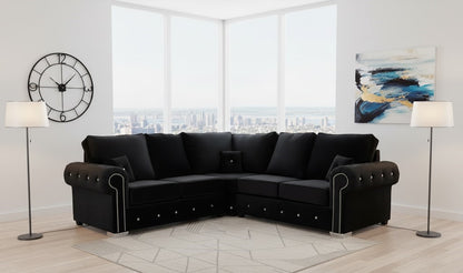 Pero Corner Sofa in Plush velvet Fabric
