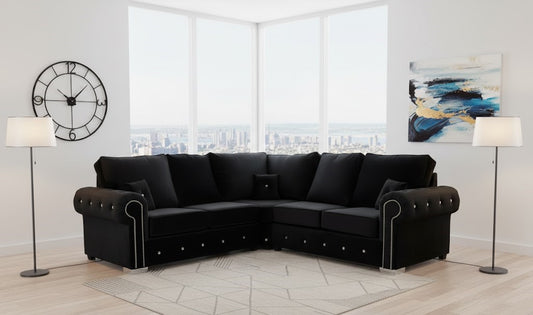 Pero Corner Sofa in Plush velvet Fabric