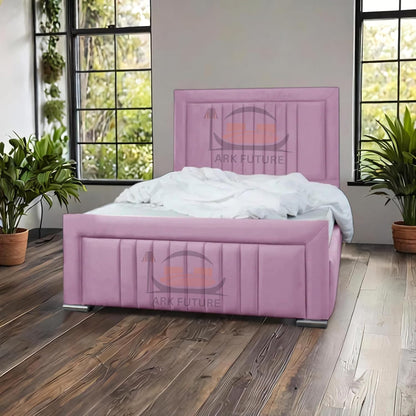 Dean Sand Upholstered Bed Frame – Modern Design, Sturdy Wood, Padded Headboard