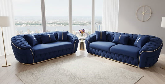 Celebrity Ambassador 3 plus 2 Chesterfield Sofa in Plush Velvet Fabric