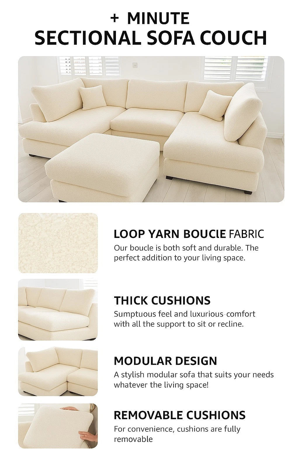 Queensbury Soft Modern Lounge U-Shaped Sofa