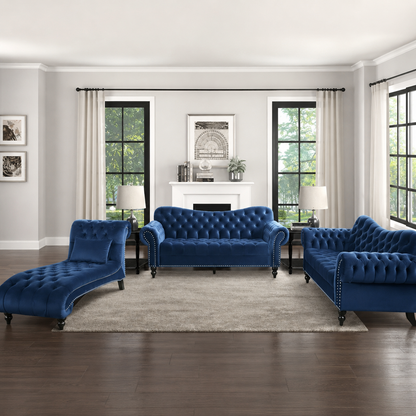 Siena Italian Chesterfield Blue Velvet Sofa – Tufted, Luxurious & Comfortable