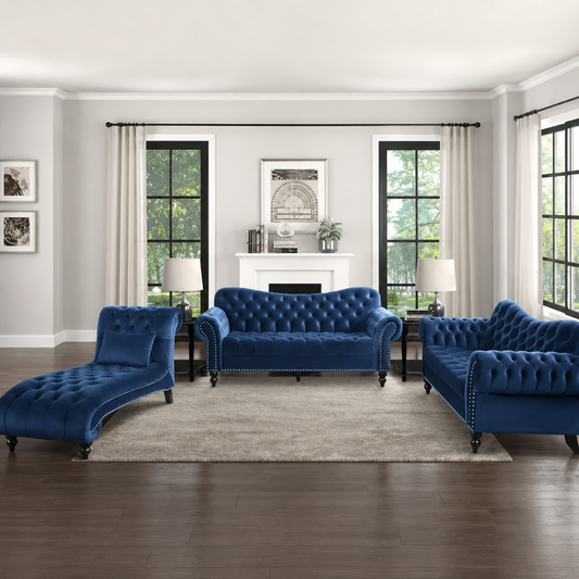 Siena Italian Chesterfield Blue Velvet Sofa – Tufted, Luxurious & Comfortable