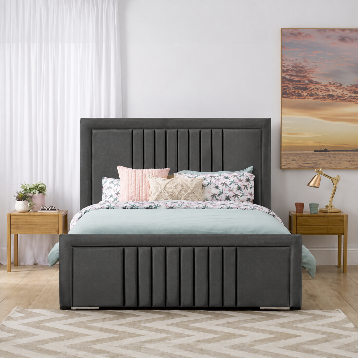 Amanda Linestyle Upholstered Bed Frame