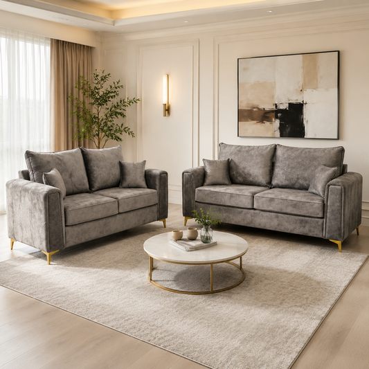 Camden Upholstered 2 + 2 Seater Sofa in Plush Velvet Fabric