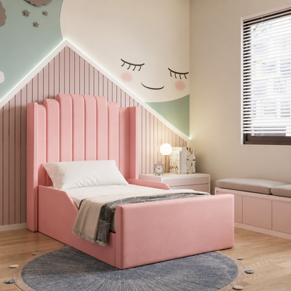 Milo Pink Toddler Bed Frame With Gas Lift Storage